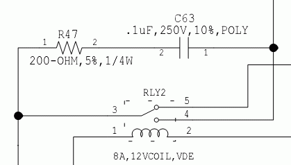 Для примера схема Smart UPS SC620I. Резистор R47 находится в искрогасящей цепи для контактов реле RY2.